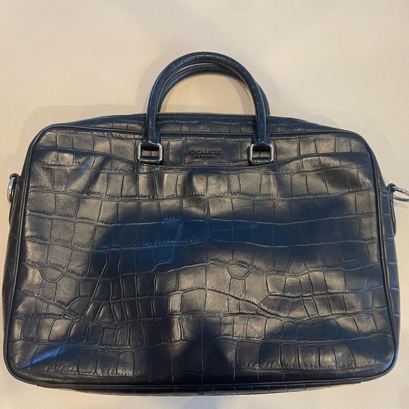 A coach all black alligator leather briefcase w/additional strap - slightly used - Picture 1 of 5